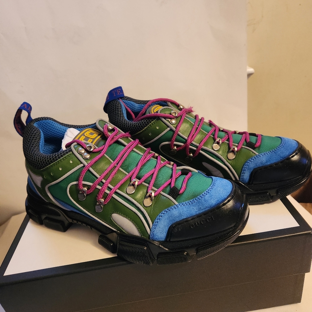 Gucci - Flashtrek Reflective Leather, Suede and Mesh Sneakers - Multi 9 BNWB - Picture 4 of 13